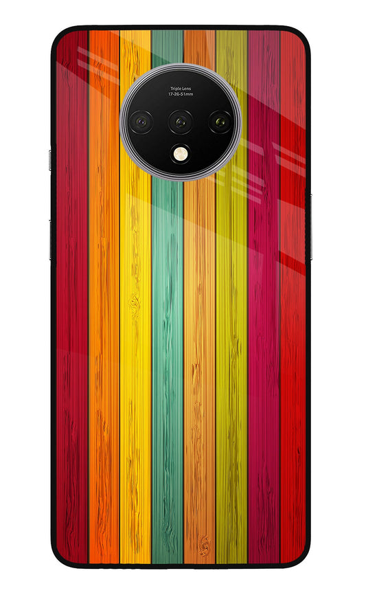 Multicolor Wooden Oneplus 7T Glass Case