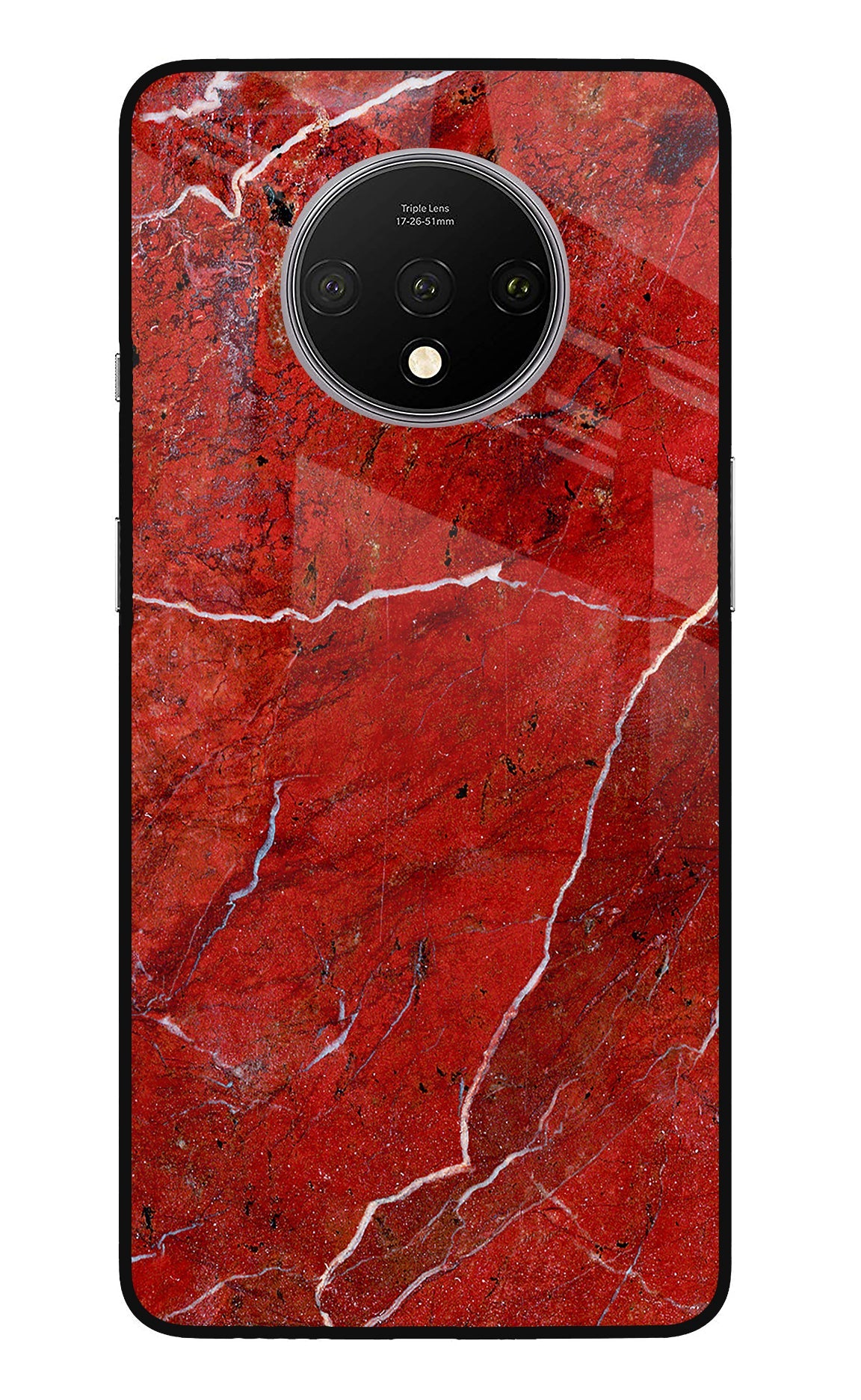 Red Marble Design Oneplus 7T Glass Case