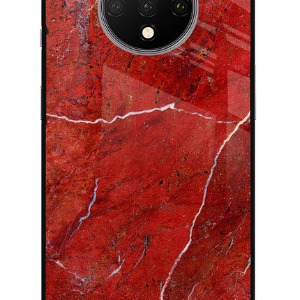 Red Marble Design Oneplus 7T Glass Case