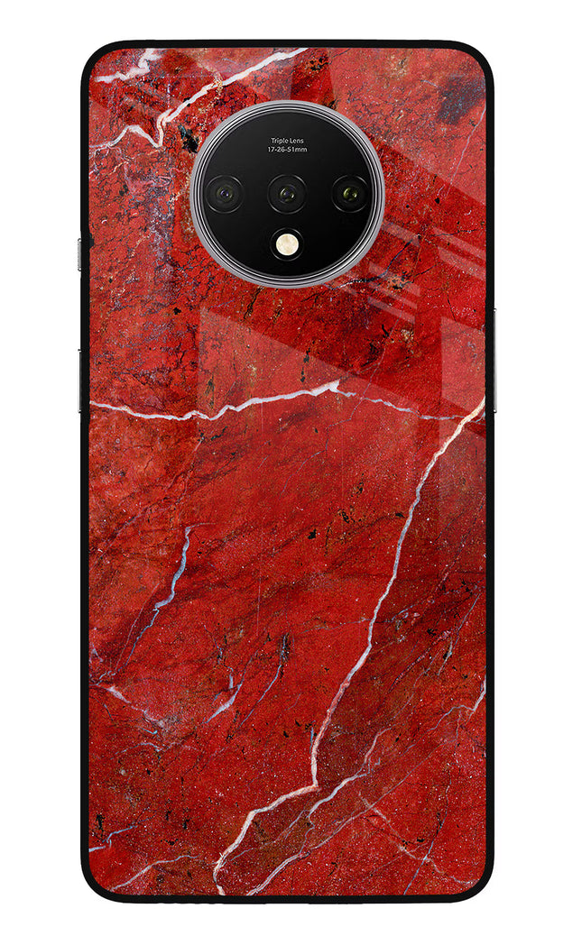 Red Marble Design Oneplus 7T Glass Case