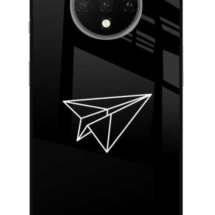 Paper Plane White Oneplus 7T Glass Case
