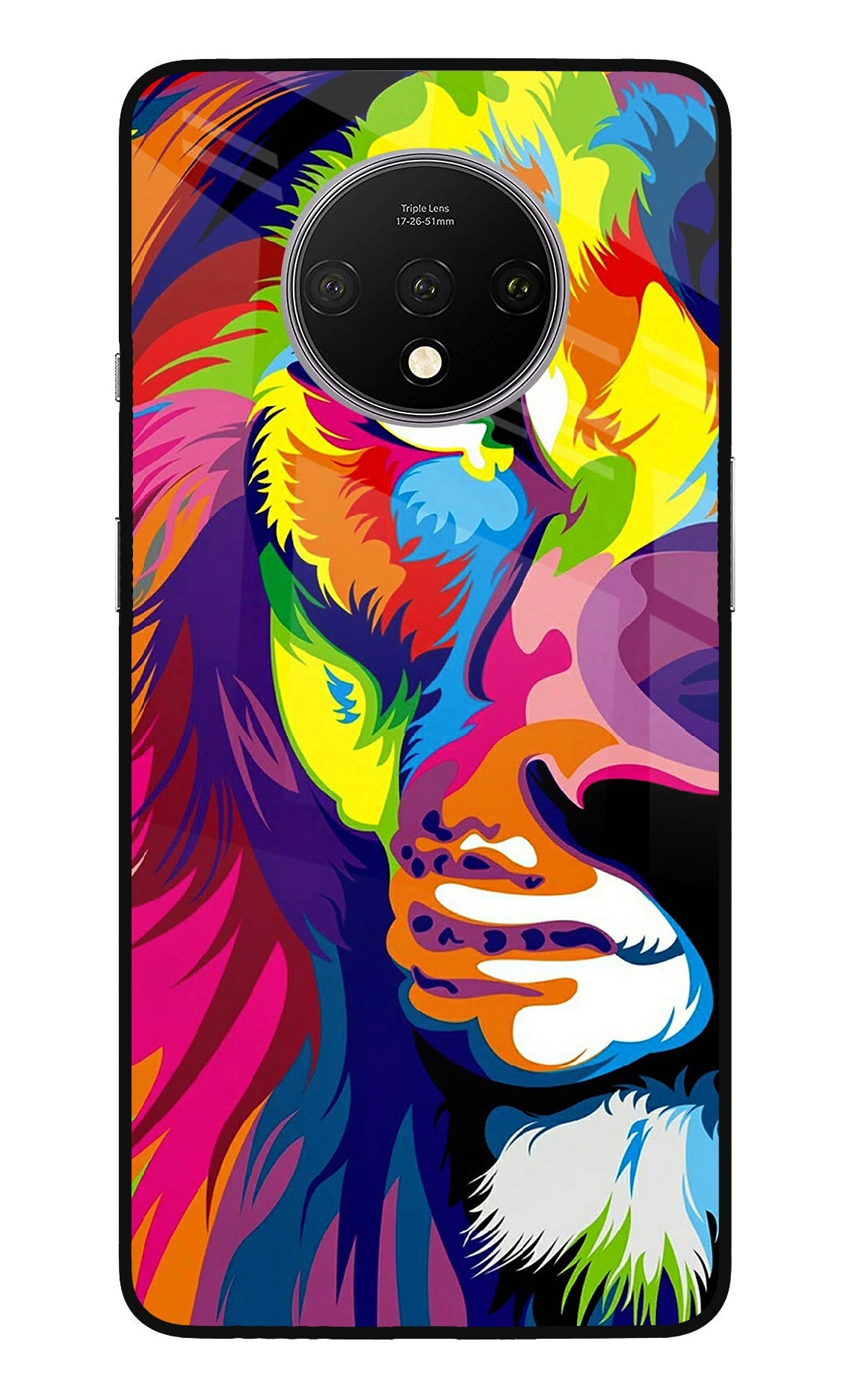 Lion Half Face Oneplus 7T Glass Case