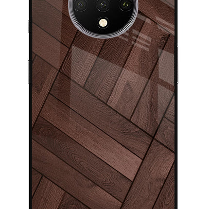 Wooden Texture Design Oneplus 7T Glass Case
