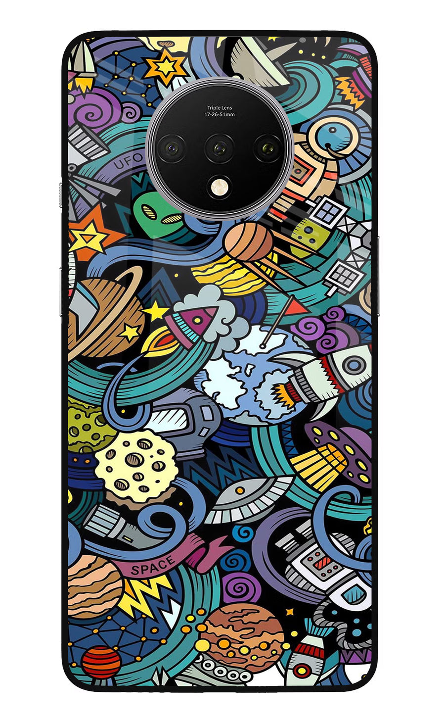 Space Abstract Oneplus 7T Back Cover, Glass case