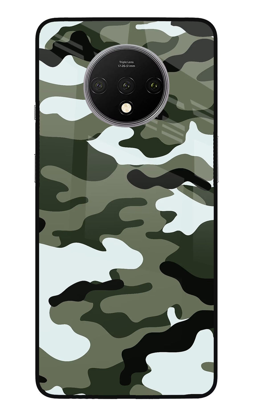 Camouflage Oneplus 7T Back Cover, Glass case
