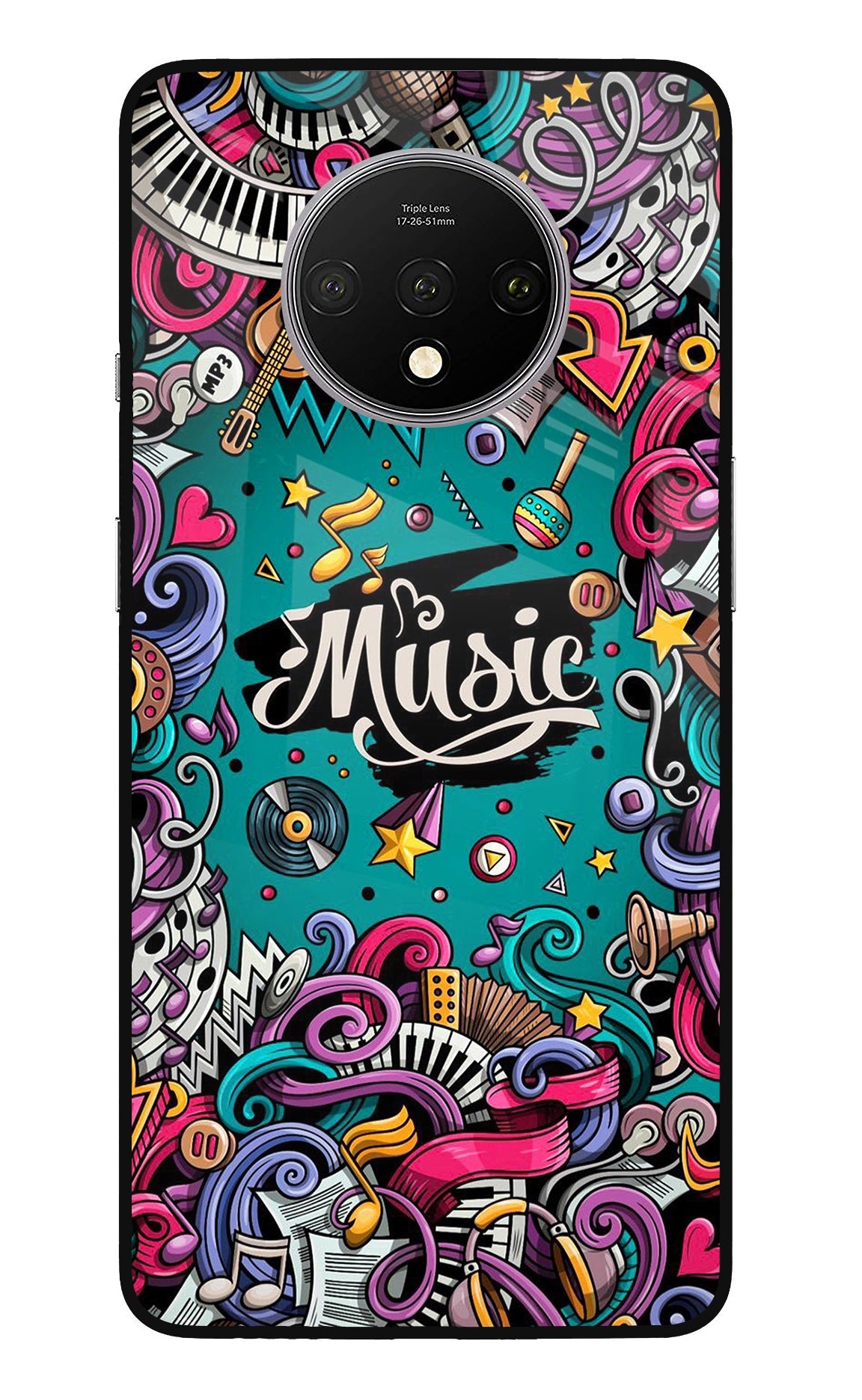 Music Graffiti Oneplus 7T Glass Case