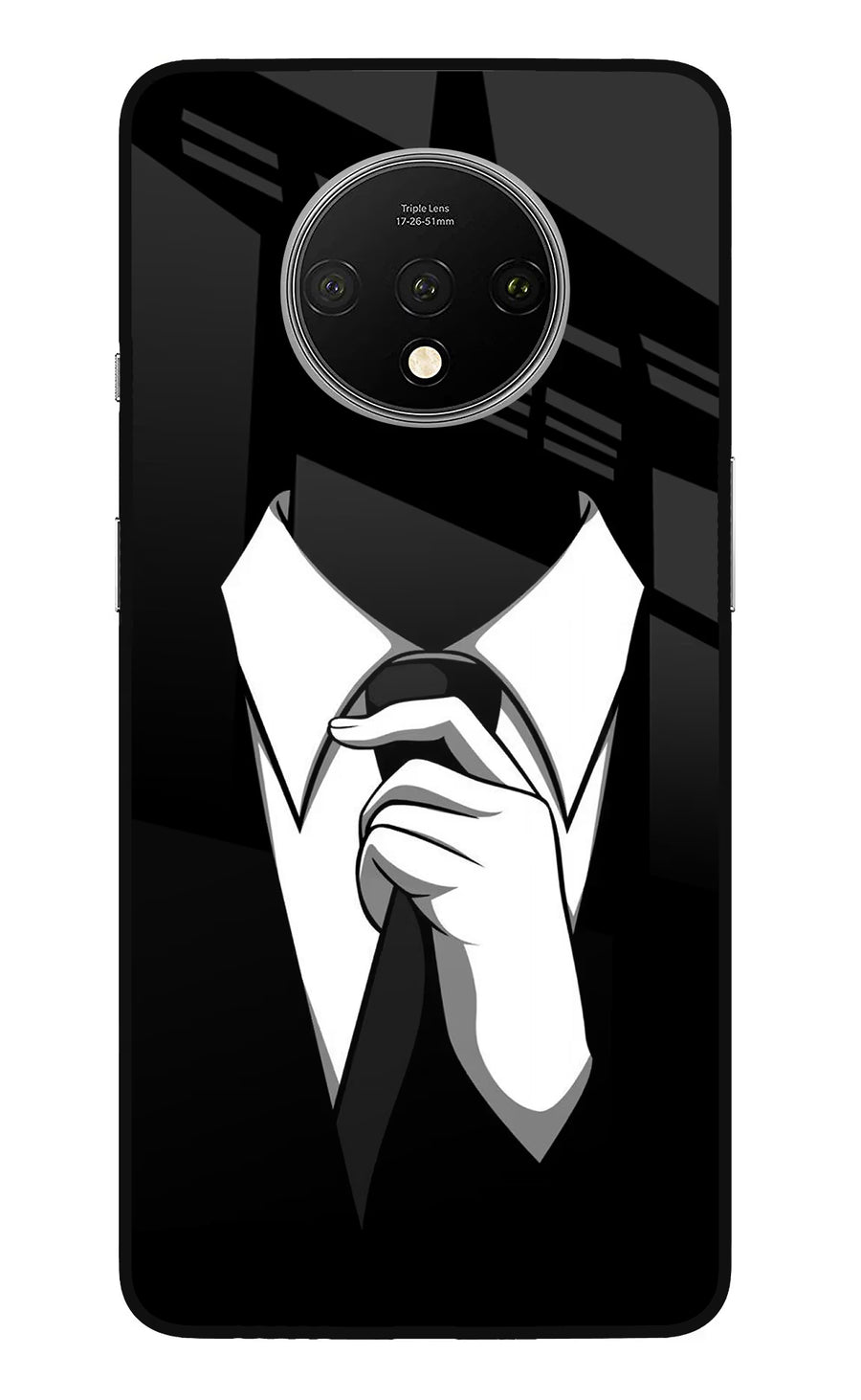Black Tie Oneplus 7T Back Cover, Glass case