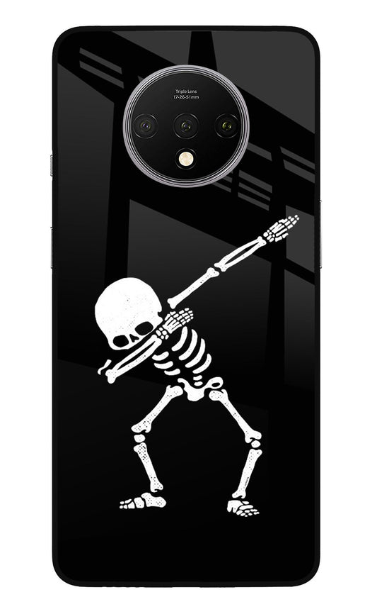 Dabbing Skeleton Art Oneplus 7T Glass Case