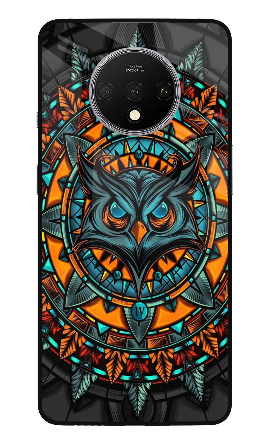 Angry Owl Art Oneplus 7T Glass Case Back Cover by Casekaro