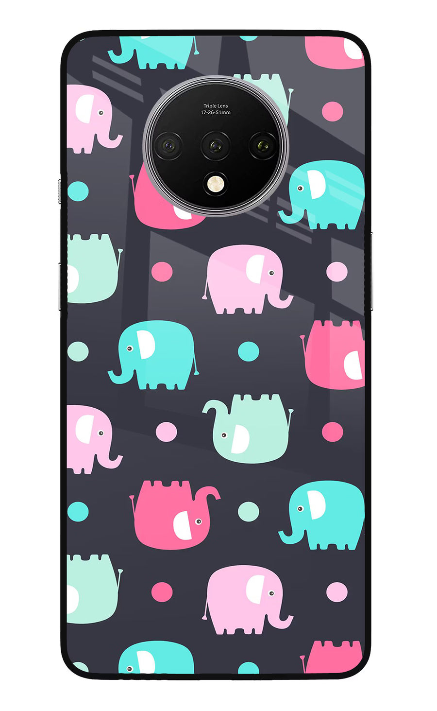 Elephants Oneplus 7T Back Cover, Glass case