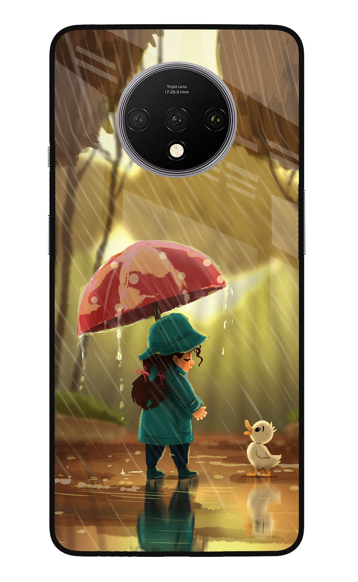 Rainy Day Oneplus 7T Glass Case Back Cover by Casekaro