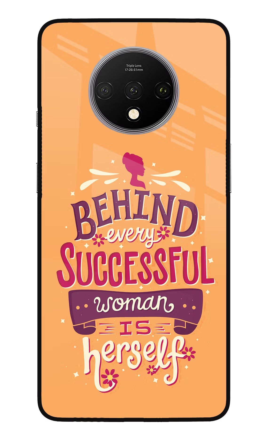 Behind Every Successful Woman There Is Herself Oneplus 7T Glass Case Back Cover by Casekaro