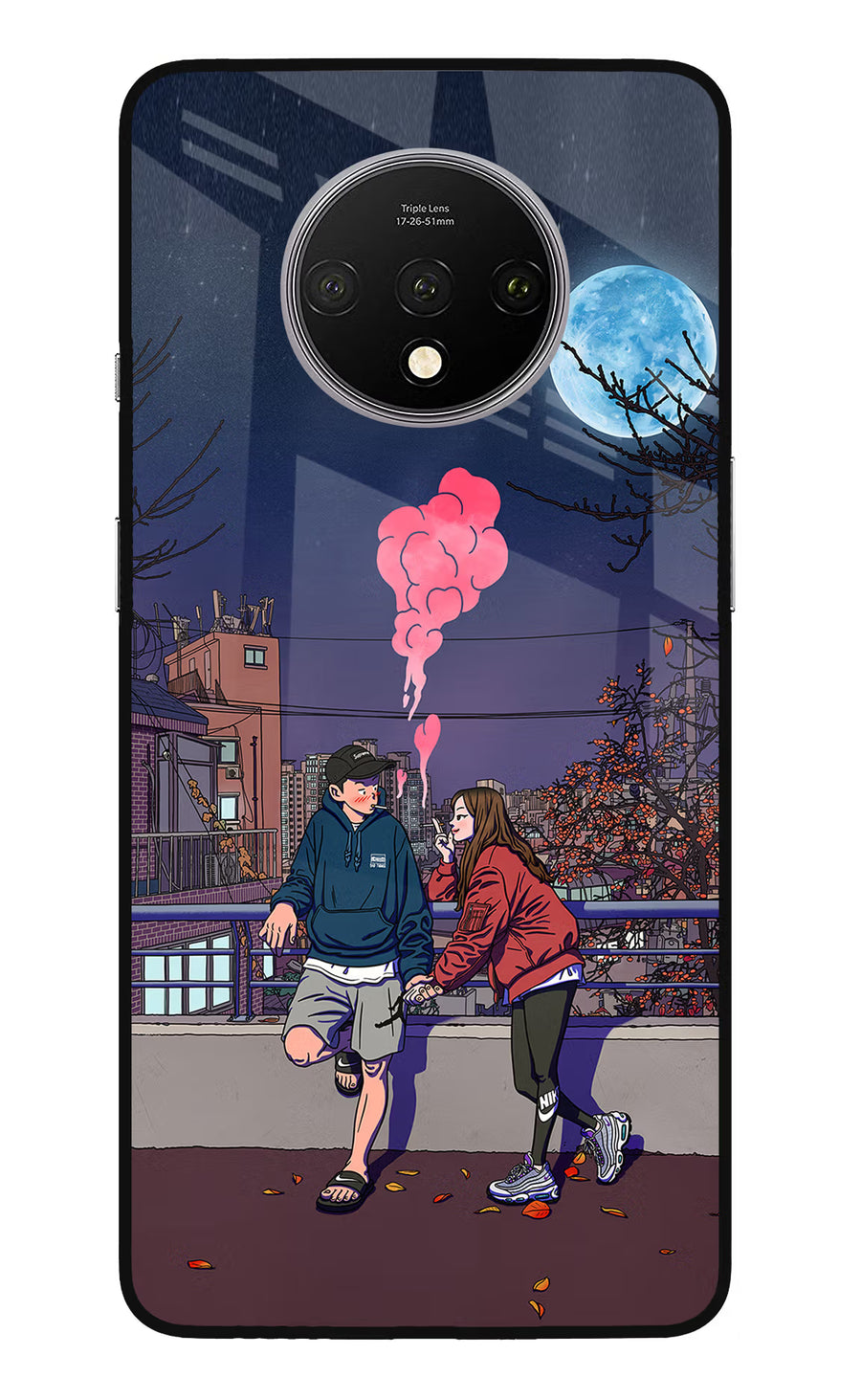 Chilling Couple Oneplus 7T Back Cover, Glass case