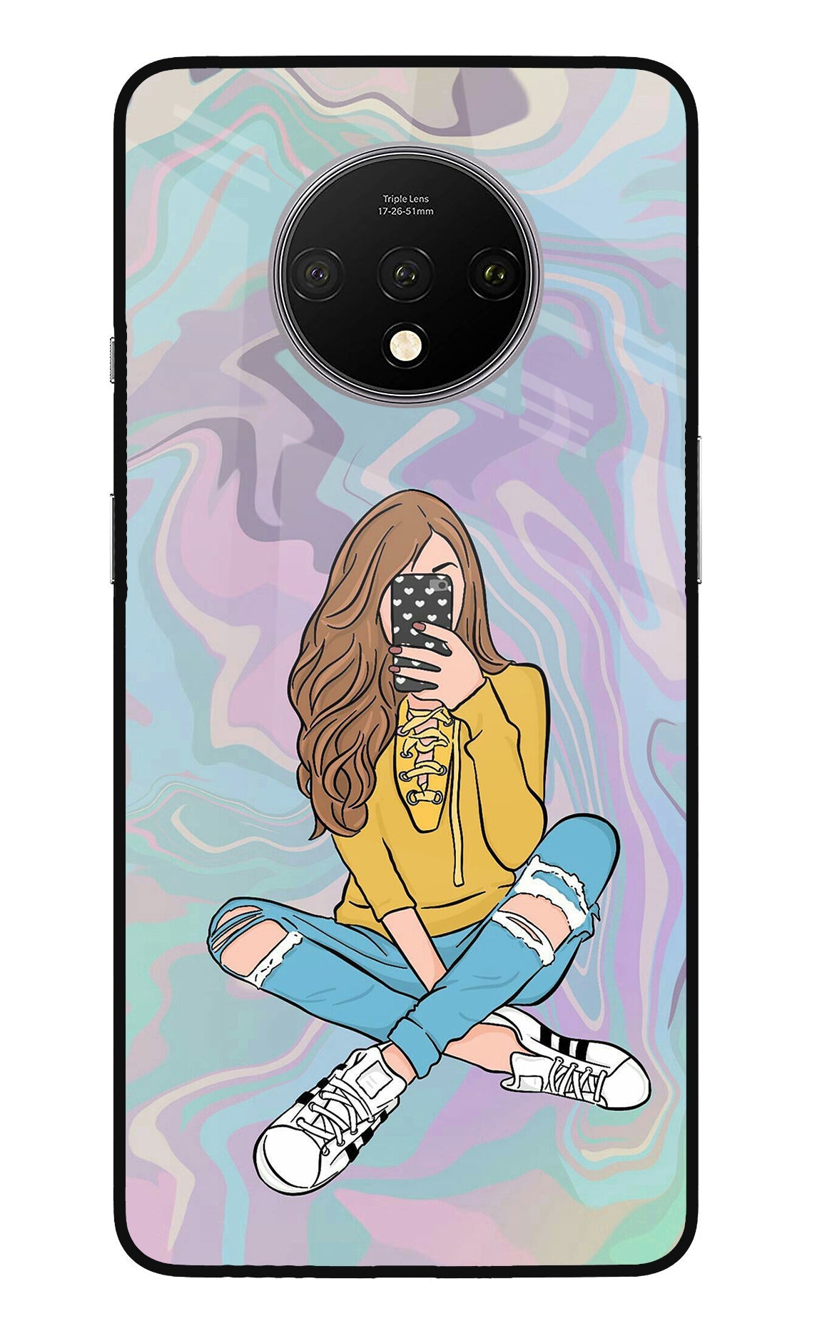 Selfie Girl Oneplus 7T Glass Case