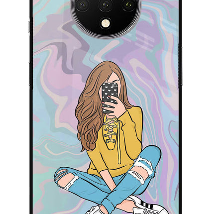Selfie Girl Oneplus 7T Glass Case
