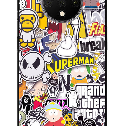 Sticker Bomb Oneplus 7T Glass Case