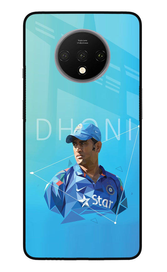 Dhoni Artwork Oneplus 7T Glass Case