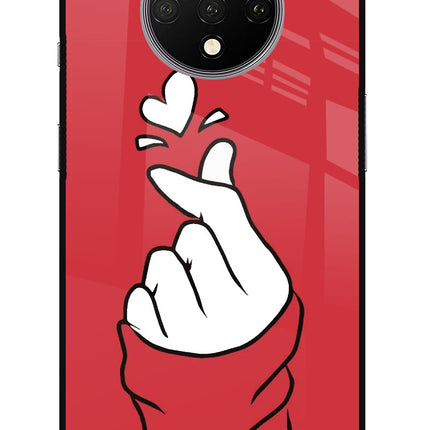 Korean Love Sign Oneplus 7T Glass Case