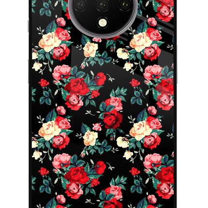 Rose Pattern Oneplus 7T Glass Case