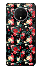 Rose Pattern Oneplus 7T Glass Case Back Cover by Casekaro