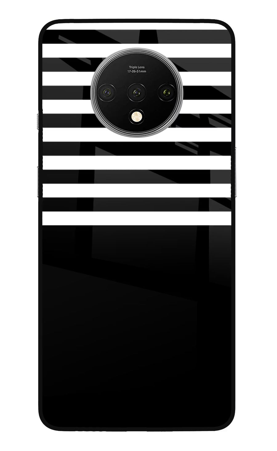 Black and White Print Oneplus 7T Back Cover, Glass case