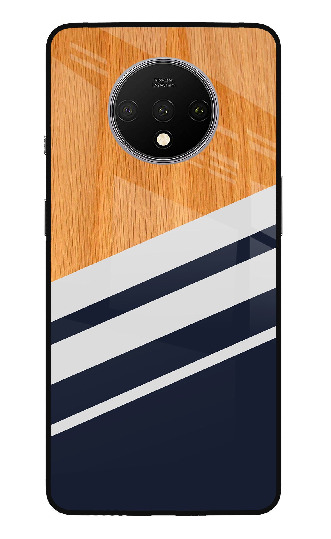 Blue and white wooden Oneplus 7T Back Cover