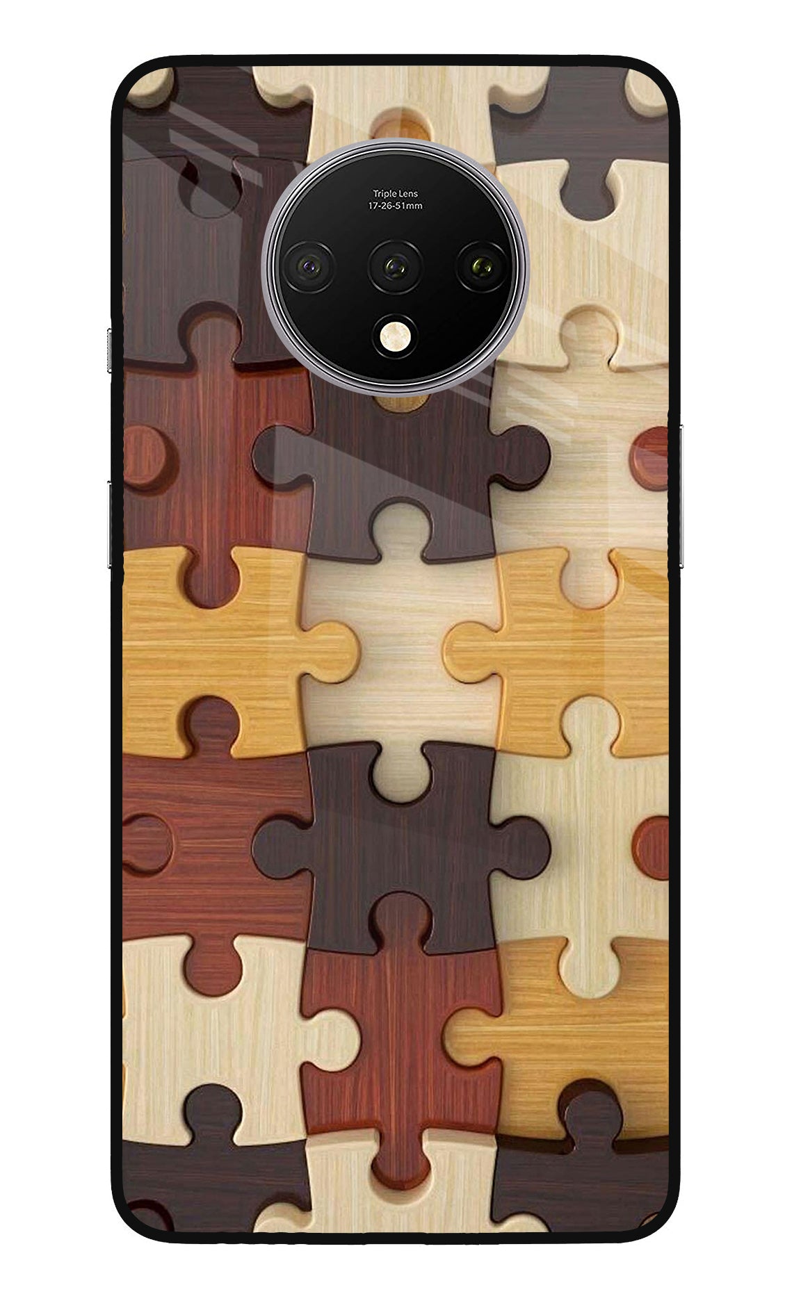 Wooden Puzzle Oneplus 7T Glass Case