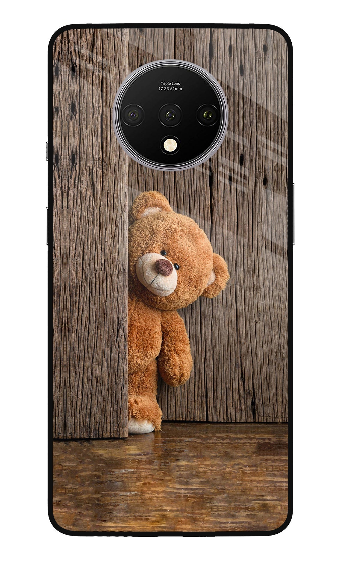 Teddy Wooden Oneplus 7T Glass Case