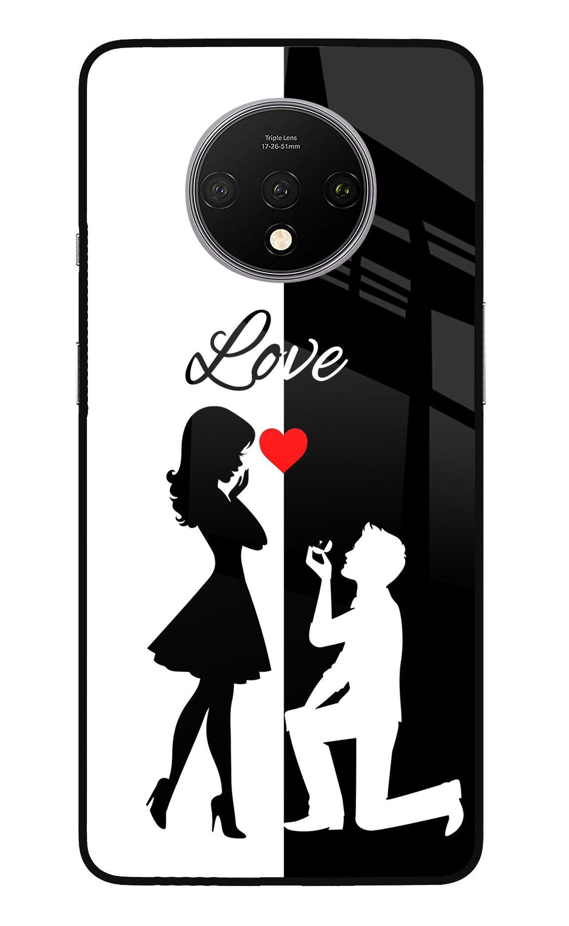 Love Propose Black And White Oneplus 7T Back Cover