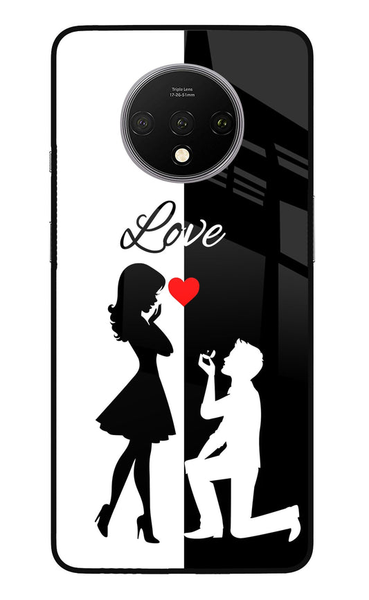Love Propose Black And White Oneplus 7T Glass Case
