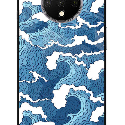 Blue Waves Oneplus 7T Glass Case