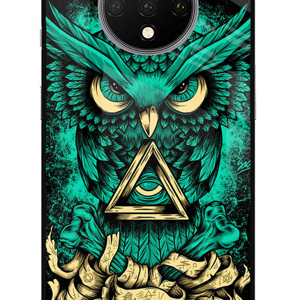 Green Owl Oneplus 7T Glass Case