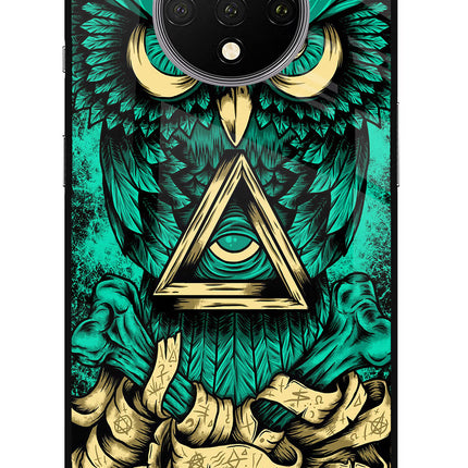 Green Owl Oneplus 7T Glass Case