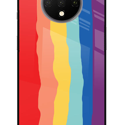 Rainbow Oneplus 7T Glass Case Back Cover by Casekaro