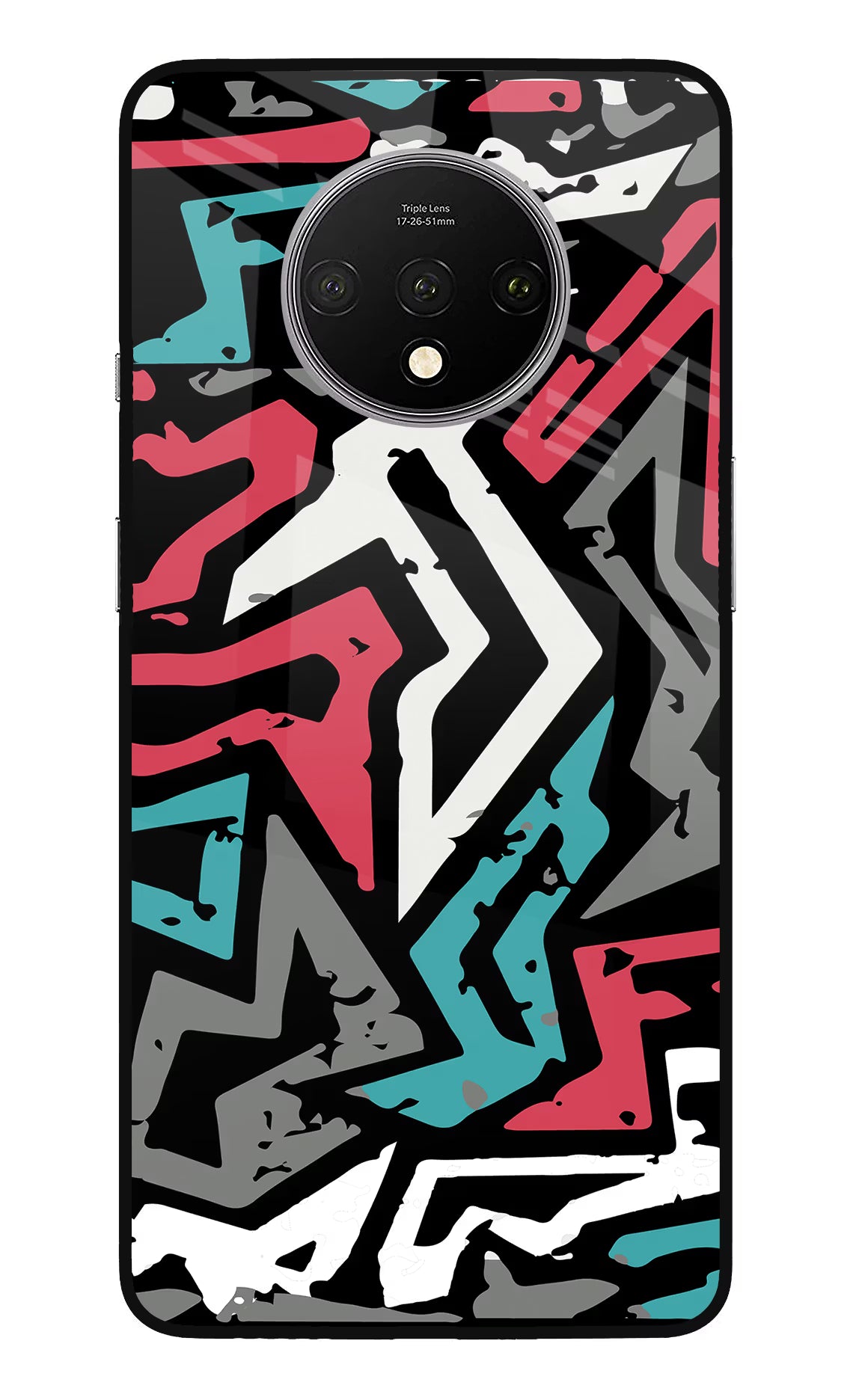Geometric Graffiti Oneplus 7T Glass Case Back Cover by Casekaro