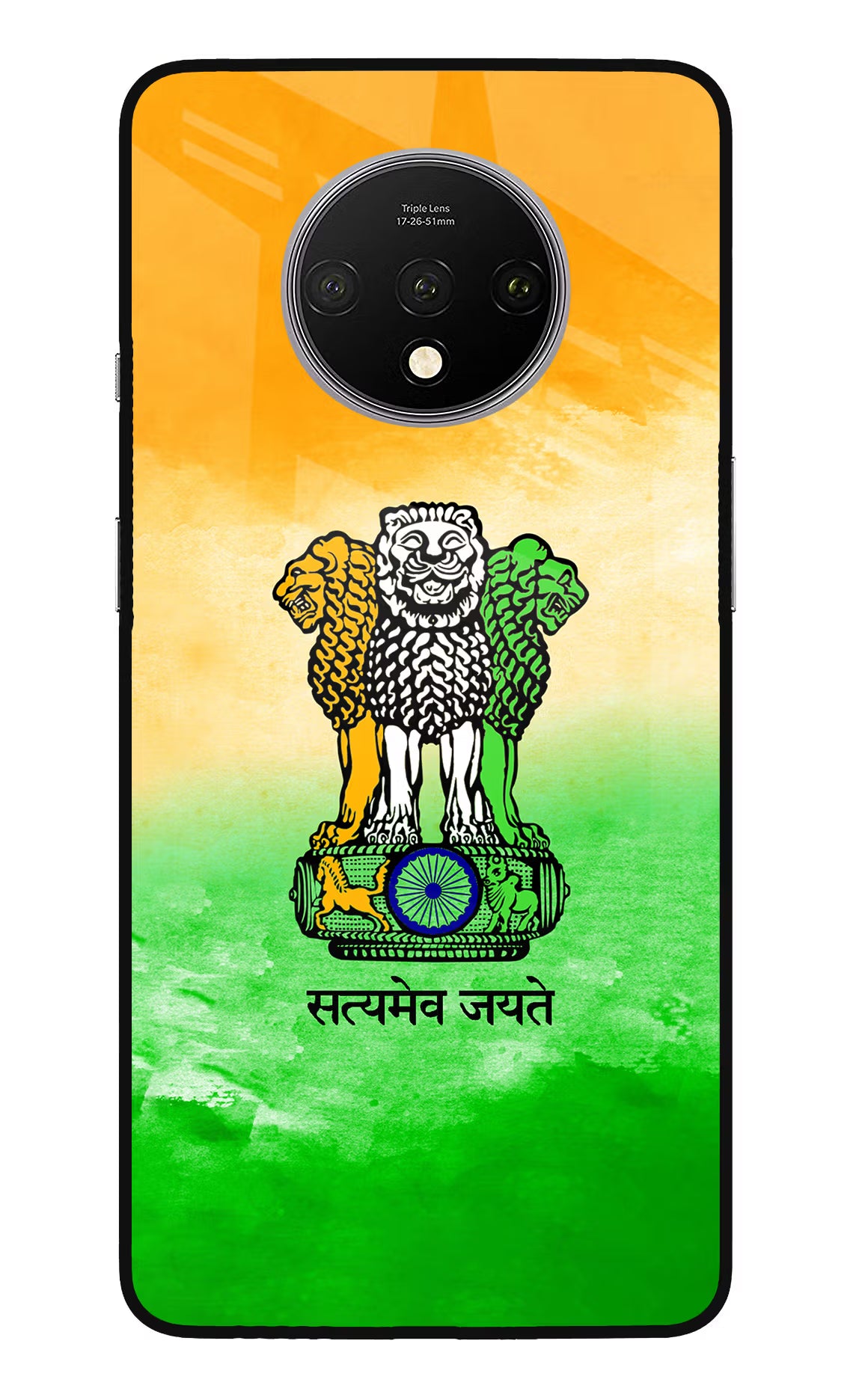 Satyamev Jayate Flag Oneplus 7T Glass Case Back Cover by Casekaro