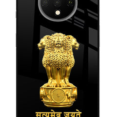 Satyamev Jayate Golden Oneplus 7T Glass Case