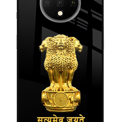 Satyamev Jayate Golden Oneplus 7T Glass Case