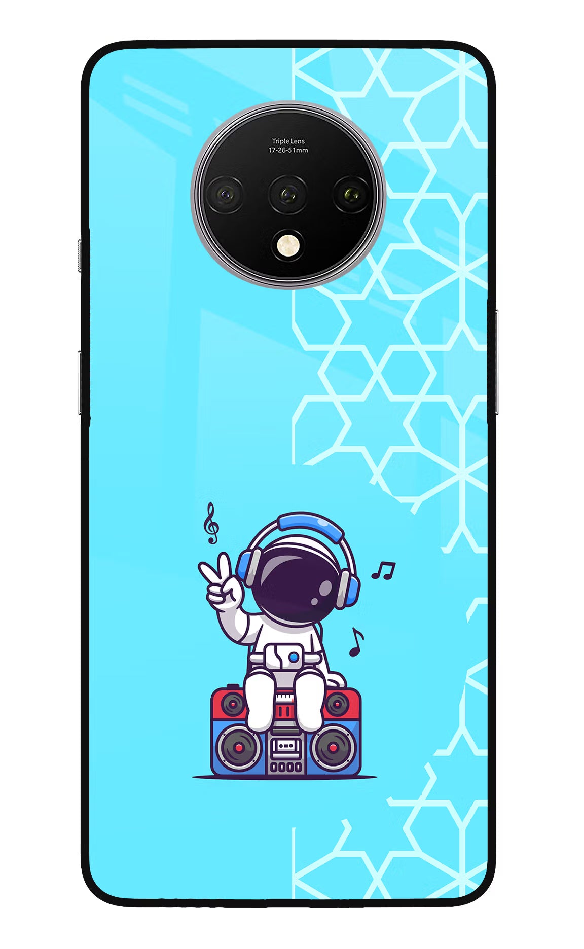 Cute Astronaut Chilling Oneplus 7T Glass Case Back Cover by Casekaro