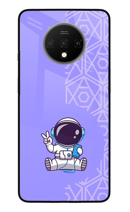 Cute Astronaut Chilling Oneplus 7T Glass Case