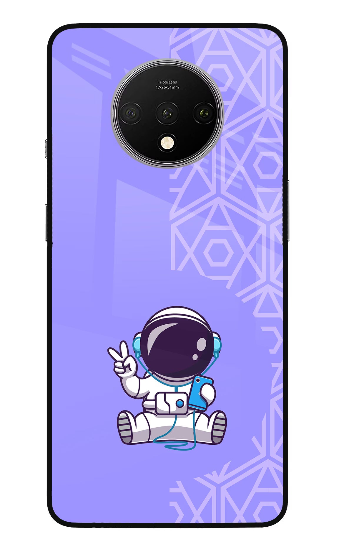 Cute Astronaut Chilling Oneplus 7T Glass Case Back Cover by Casekaro