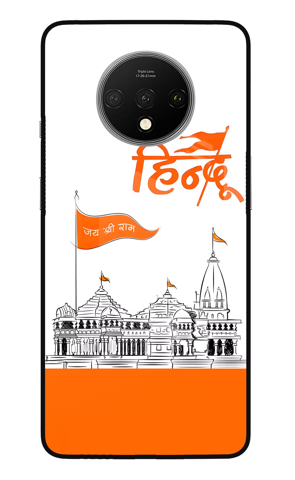 Jai Shree Ram Hindu Oneplus 7T Glass Case Back Cover by Casekaro