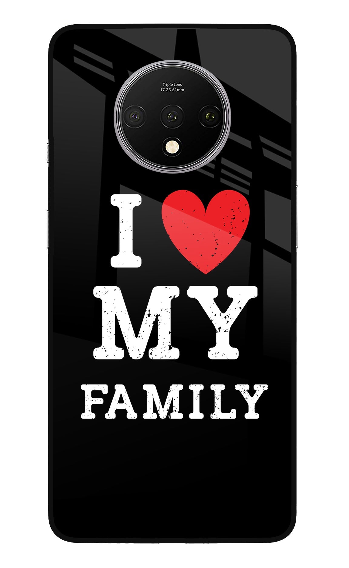 I Love My Family Oneplus 7T Glass Case