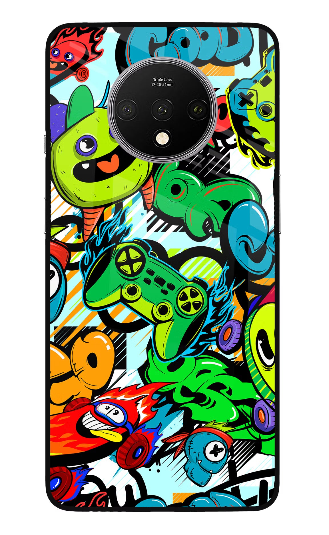 Game Doodle Oneplus 7T Glass Case Back Cover by Casekaro