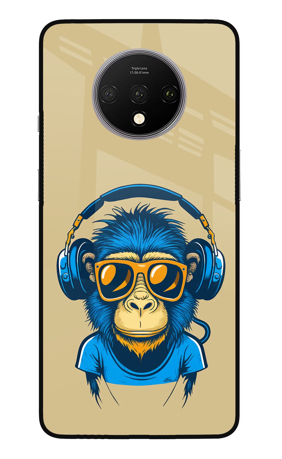 Monkey Headphone Oneplus 7T Glass Case Back Cover by Casekaro