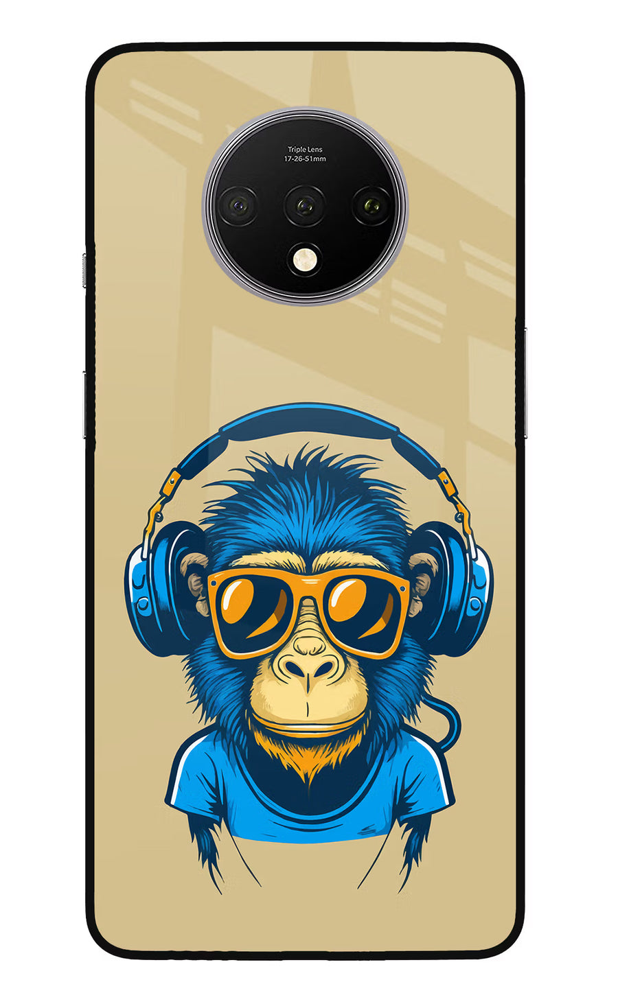 Monkey Headphone Oneplus 7T Back Cover, Glass case