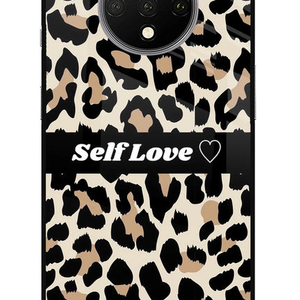 Leopard Print Self Love Oneplus 7T Glass Case