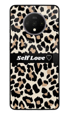 Leopard Print Self Love Oneplus 7T Glass Case Back Cover by Casekaro