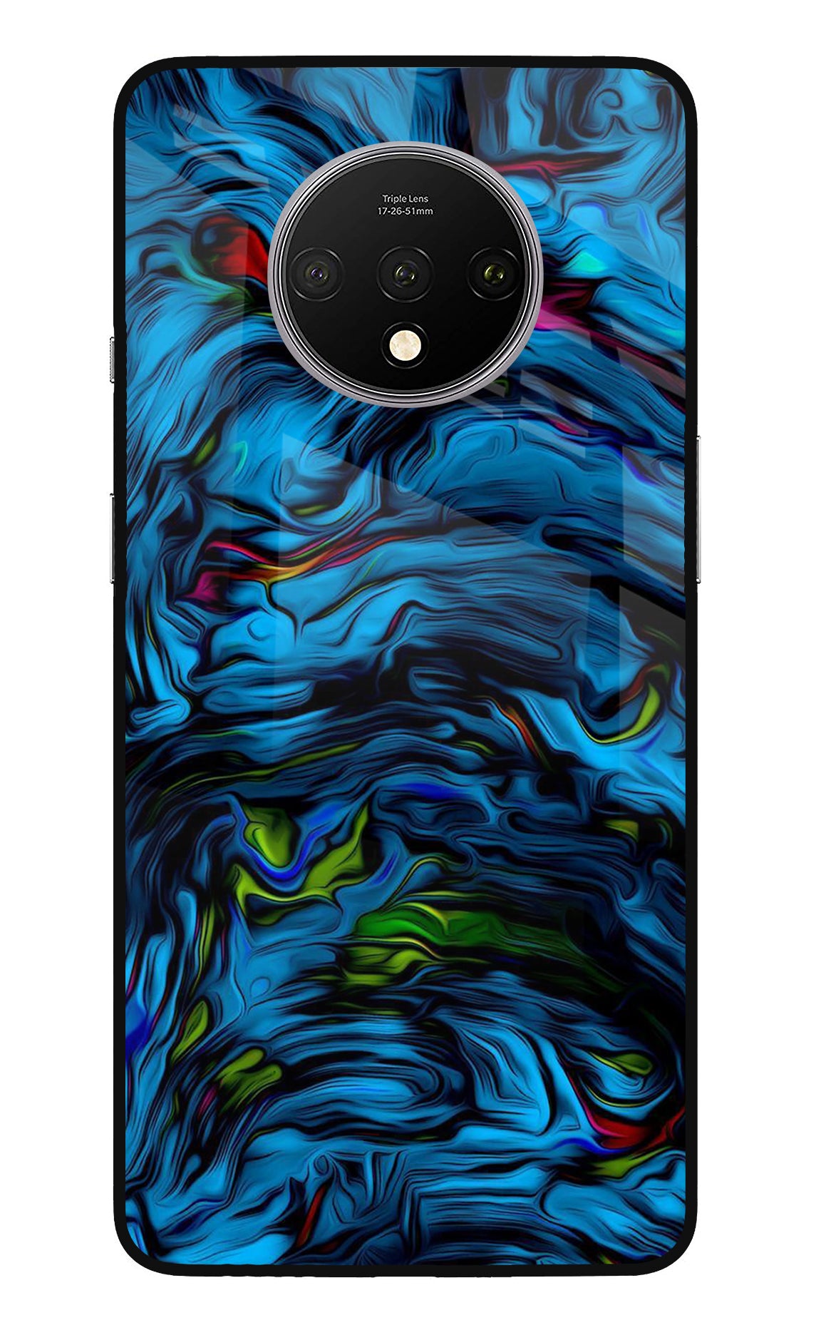 Dark Blue Abstract Oneplus 7T Glass Case