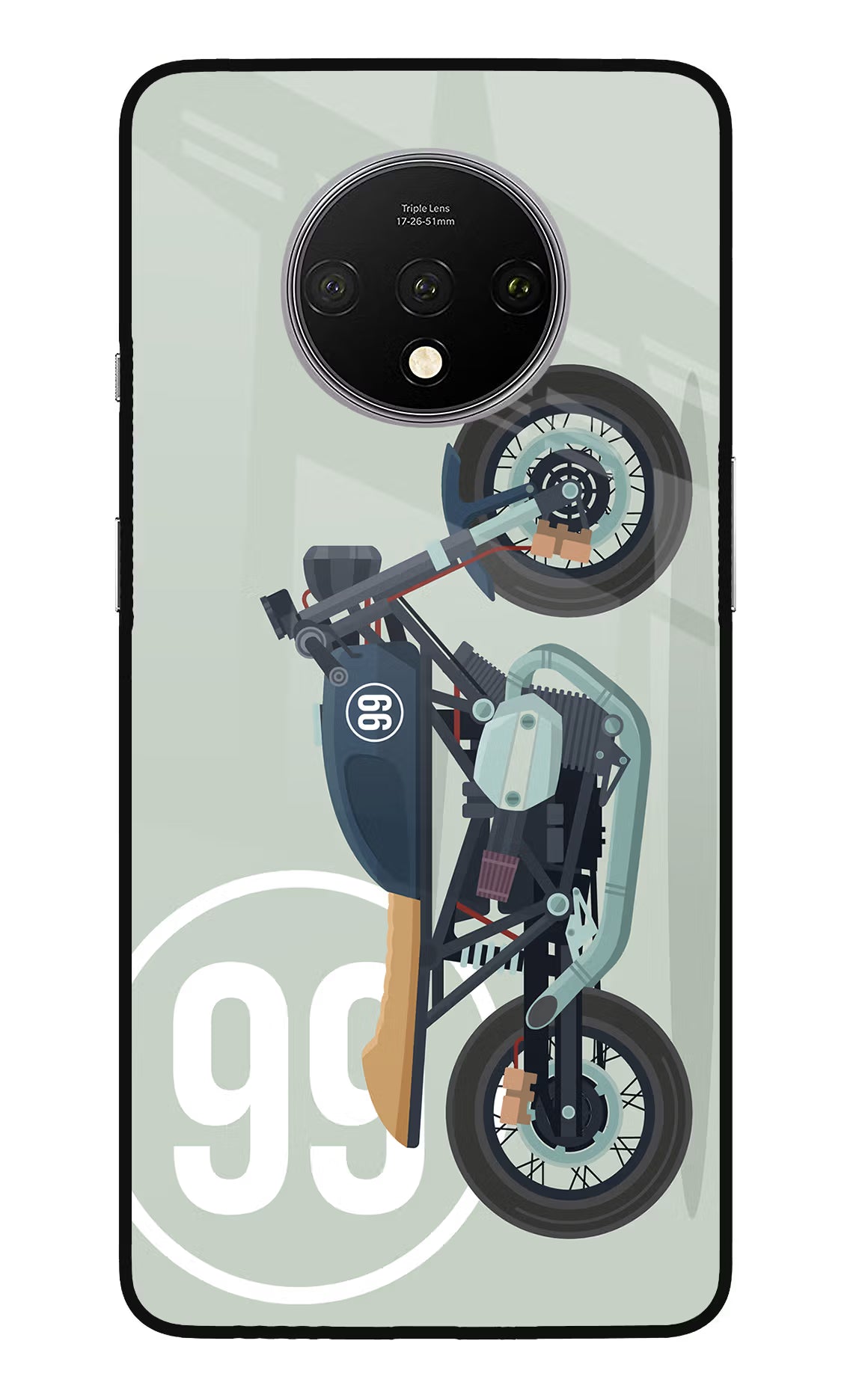 Classic Cafe Racer 99 Oneplus 7T Glass Case Back Cover by Casekaro